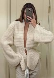 Women Single-Button V-Neck Cardigan Sweater