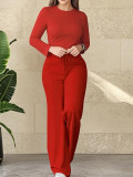 Women Autumn Casual Sporty Long-Sleeved Top and Pant Two-Piece Set