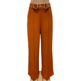 Women Metal Buckle Wide-Leg Pants