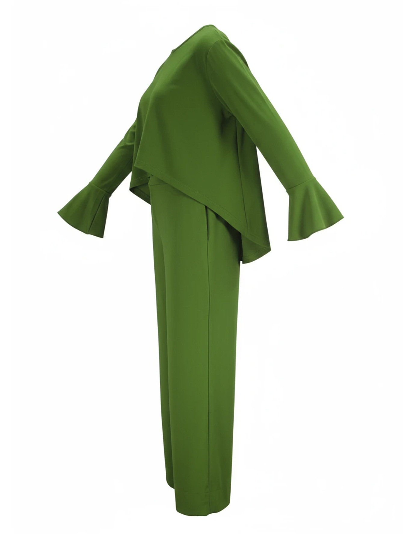 Women Autumn/Winter Irregular Bell Bottom Sleeve Top and Pants Casual Two-Piece Set