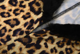 Women Winter Sexy V-neck Fur Collar Patchwork Jumpsuit