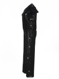 Women Elegant Long-Sleeved Round Neck Sequin Two-Piece Set