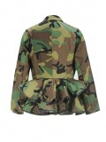 Plus Size Women Military Green Long-Sleeved Top and Jacket