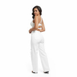 Women White Ripped Denim Trousers