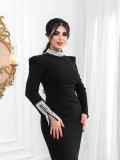 Women Lace Long-Sleeved Fishtail Bodycon Maxi Dress
