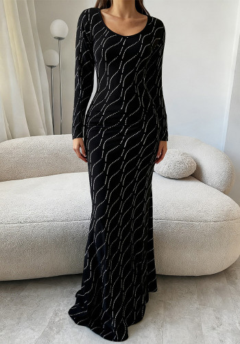 Women Sexy Sequin V-neck Bodycon Maxi Dress