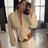 Women Single-Button V-Neck Cardigan Sweater