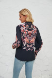 Women Casual Printed Long-Sleeved Stand Collar Shirt