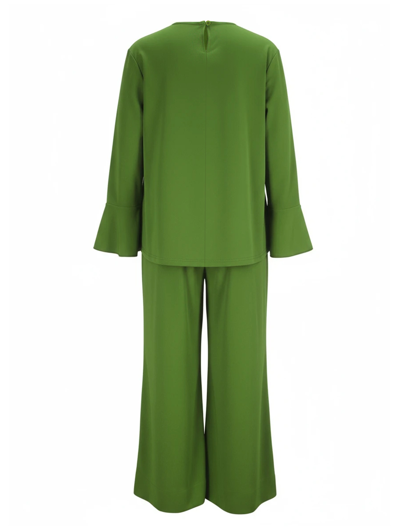 Women Autumn/Winter Irregular Bell Bottom Sleeve Top and Pants Casual Two-Piece Set