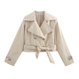 Women Autumn Belted Coat