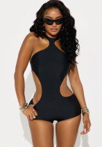 Women Solid Sleeveless Hollow-Out Backless Jumpsuit Women Solid Sleeveless Hollow-Out Backless Jumpsuit