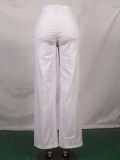 Women White Ripped Denim Trousers