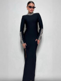 Women Lace Long-Sleeved Fishtail Bodycon Maxi Dress