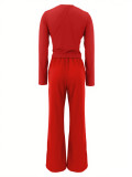 Women Autumn Casual Sporty Long-Sleeved Top and Pant Two-Piece Set