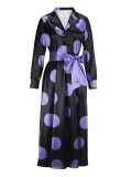 Women V-Neck Elegant Printed Waist-cinching Dress