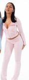 Women Autumn Solid Letter Print Short Hooded Top and Pants Two-Piece Set