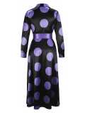 Women V-Neck Elegant Printed Waist-cinching Dress