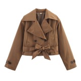 Women Autumn Belted Coat