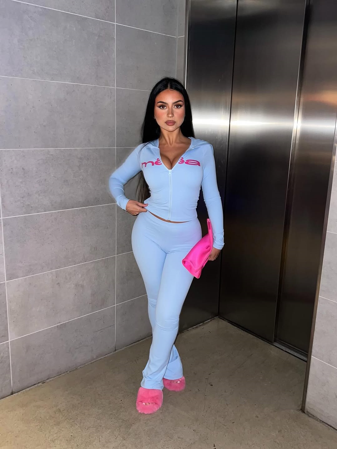 Women Autumn Solid Letter Print Short Hooded Top and Pants Two-Piece Set