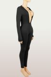 Women Sexy Stretchy Solid Backless Jumpsuit