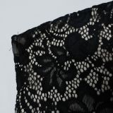 Women Summer Lace See-Through Sleeveless Patterned Crop Top and Pant Two-Piece Set