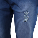African Women Stretchy Denim Top and Bell Bottom Pant Two-Piece Set