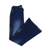 African Women Stretchy Denim Top and Bell Bottom Pant Two-Piece Set