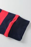 Women Casual Striped Color Block Turndown Collar Polo Top