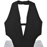 Women's Fashion Sexy V-Neck Low Back Slit Bodycon Dress