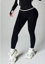 Women's Color Block High-Waist Butt Lift Seamless Outdoor Sports Tight-Fitting Yoga Pants