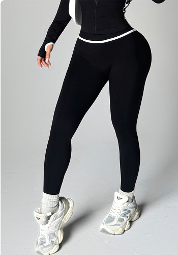 Women's Color Block High-Waist Butt Lift Seamless Outdoor Sports Tight-Fitting Yoga Pants