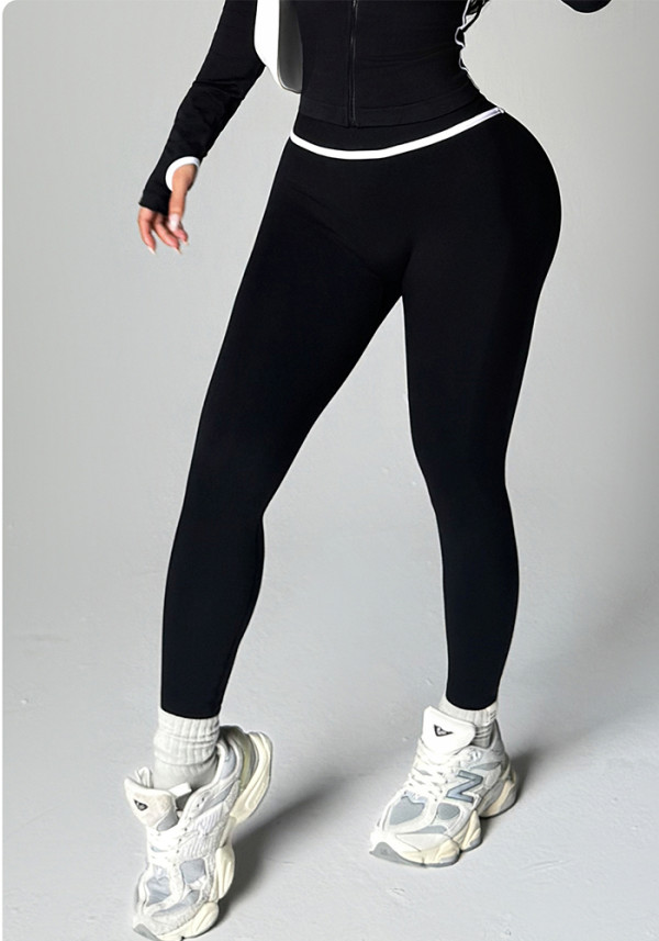 Women's Color Block High-Waist Butt Lift Seamless Outdoor Sports Tight-Fitting Yoga Pants