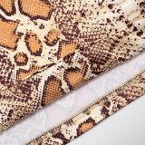 Autumn/Winter Women's High Neck Halter Neck Snake Print Crop Top with Tight Slim Pants Set
