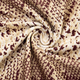 Autumn/Winter Women's High Neck Halter Neck Snake Print Crop Top with Tight Slim Pants Set