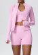 Women's Seamless Solid Color High Stretch Breathable Short Jacket Sport Running Fitness Three-Piece Set