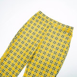 Women's Fashion Plaid Print Tight-Fitting Flared Bell-Bottom Pants