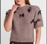 Autumn/Winter Women's Solid Color Half Sleeve Sweater Top