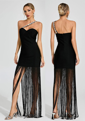 Women's Fashion Sexy Strap Beaded Fringe Dress
