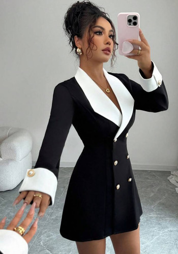 Autumn/Winter Women's Career Chic Slim Waist Long Sleeve Blazer Dress