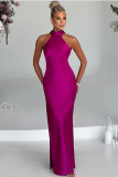 Women's Slit Satin Low Back Chic Bodycon Dress