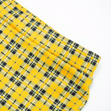 Women's Fashion Plaid Print Tight-Fitting Flared Bell-Bottom Pants