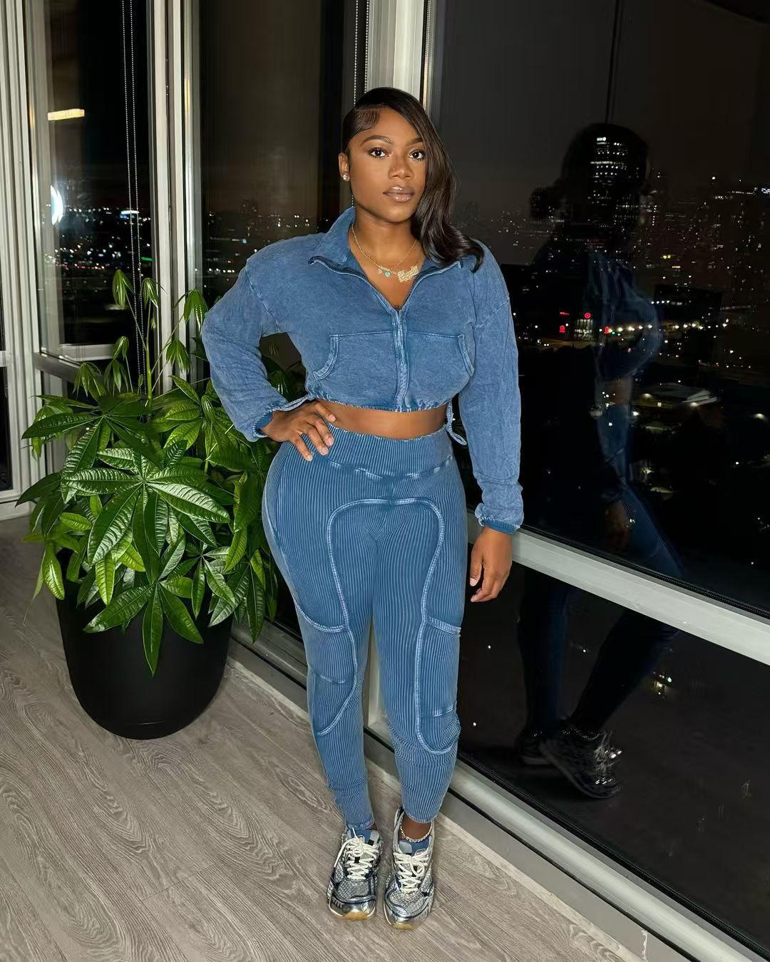 Women sports Top and Pant Casual Two Piece Set