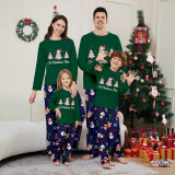 Women's Christmas Tree Snowman Letter Print Christmas Family Matching Green Pajamas
