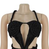 Women's Fashion Solid Color Sexy Bustier Low Back Lace-Up Jumpsuit