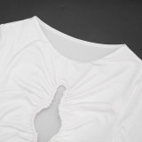 Autumn Women's Solid Color Casual Long Sleeve Crop Top and Tight-Fitting Pants Set