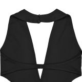 Women's Fashion Sexy V-Neck Low Back Slit Bodycon Dress