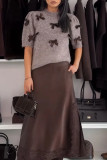 Autumn/Winter Women's Solid Color Half Sleeve Sweater Top