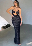 Summer Women's Fashion Halter Neck Sexy Cut-Out See-Through Bodycon Dress