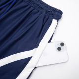 Women's Casual Sport Color Block Turndown Collar Zipper Top with Drawstring Wide-Leg Pants Set