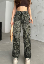 Women's Fashion Trendy Street Multi-Color Straight Leg Wide Leg Casual Pants